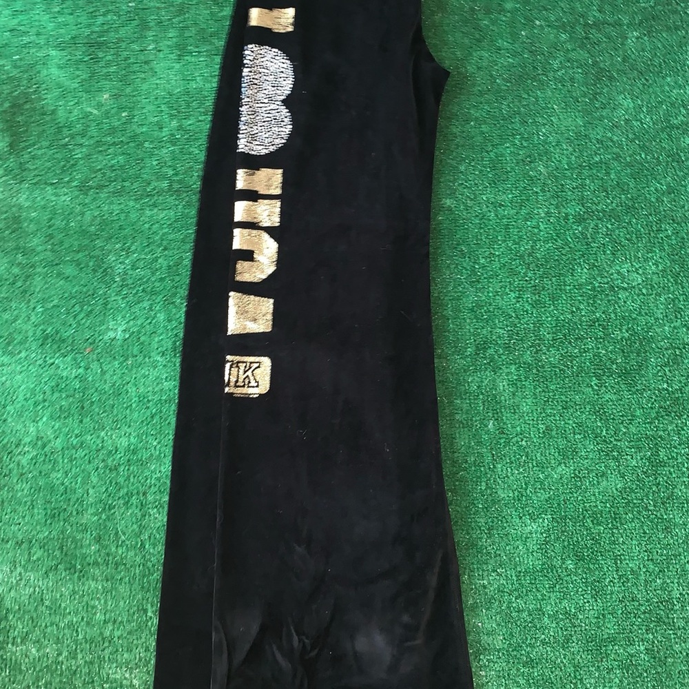 Pink Victoria Secret Sweatpants Size S Black Velour Spell Out Wide Leg Soft Pant